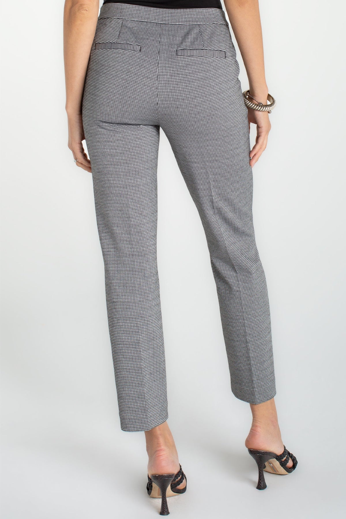 Petite Kayla Pull-On Trouser | Black/White Mini Check