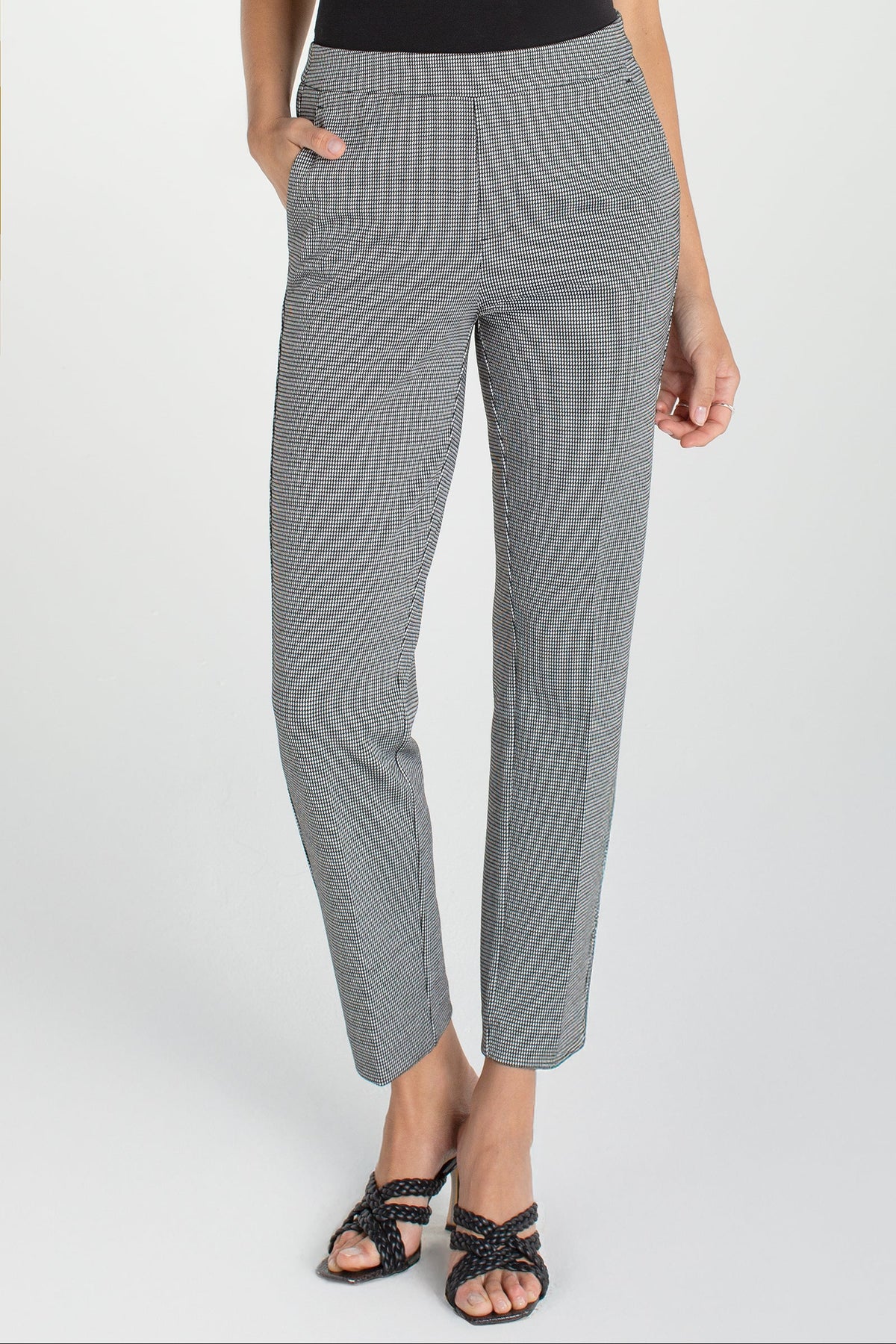 Kayla Pull-On Trouser | Black/White Mini Check