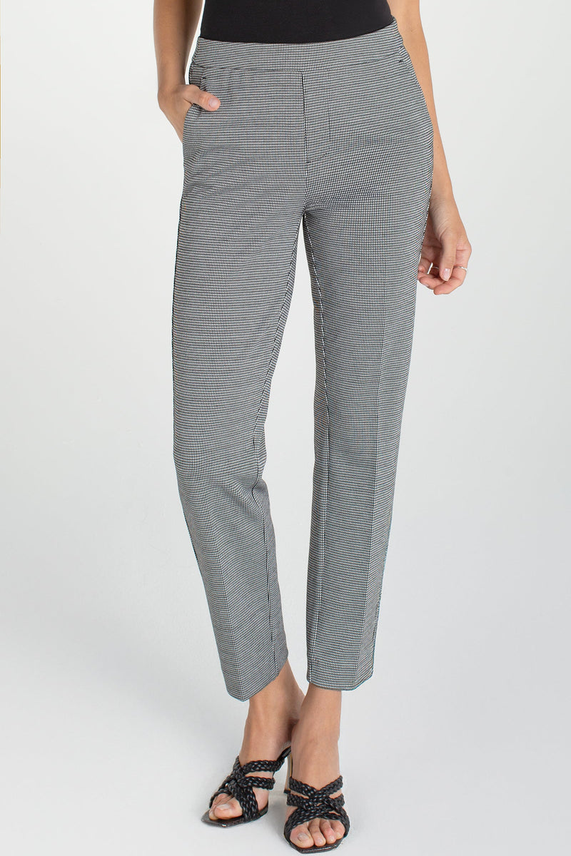 Petite Kayla Pull-On Trouser | Black/White Mini Check