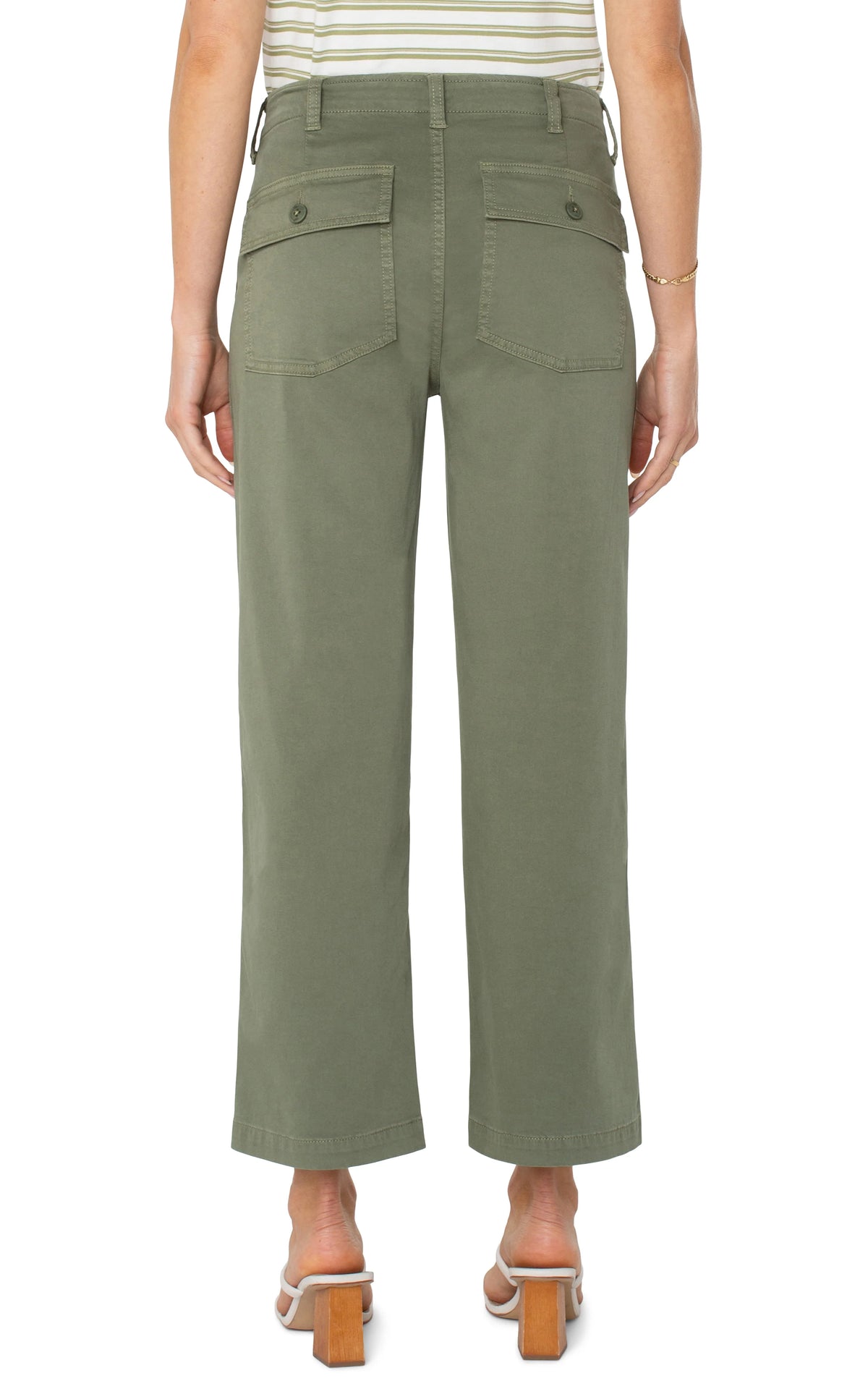 Cargo Wide Leg Crop | Martini Olive