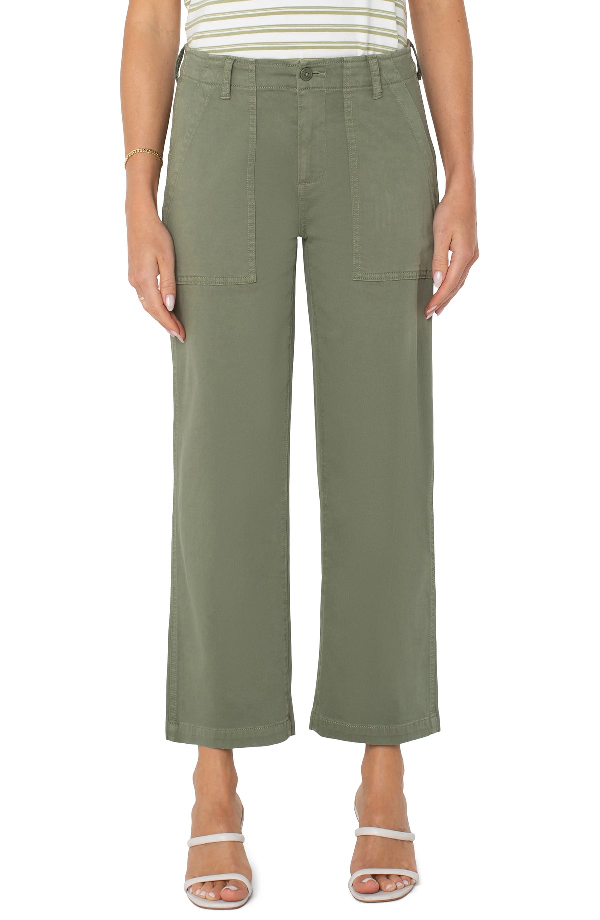 Cargo Wide Leg Crop | Martini Olive