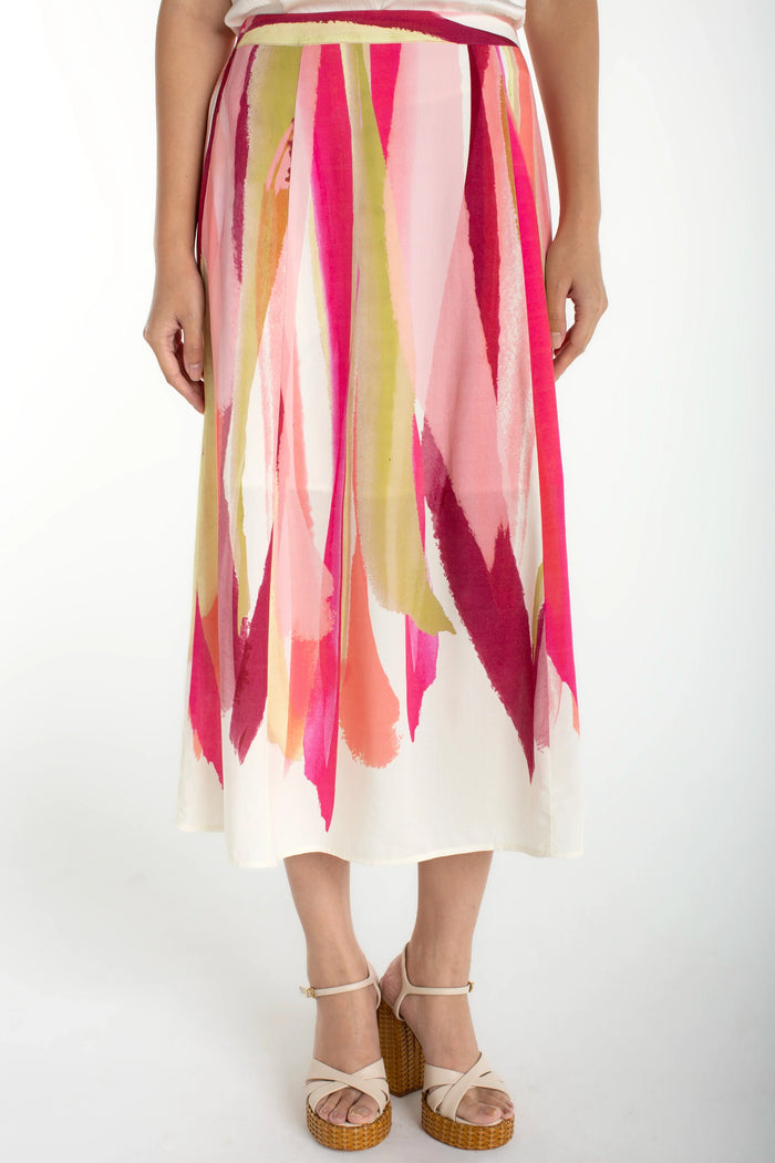 Pull On Woven Maxi Skirt | Pink Multi