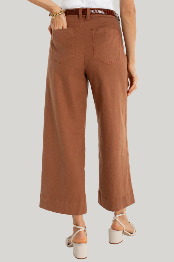 High Rise Crop Wide Leg Pant | Mocha Brown