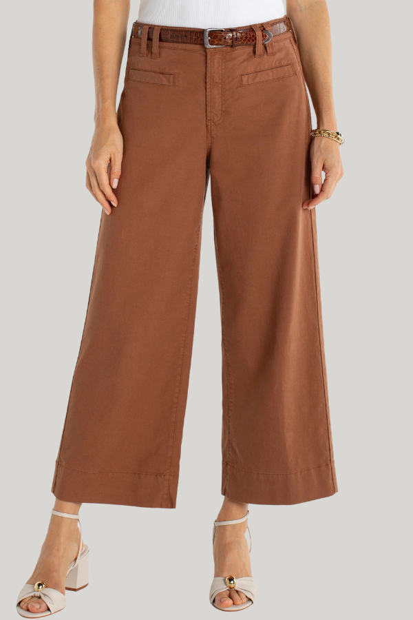 High Rise Crop Wide Leg Pant | Mocha Brown