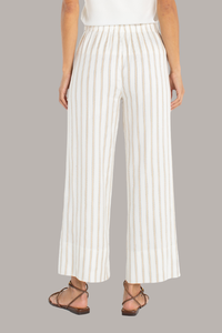 Pull On Wide-Leg Crop | Cream/Tan Stripe