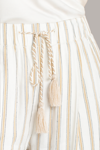 Pull On Wide-Leg Crop | Cream/Tan Stripe