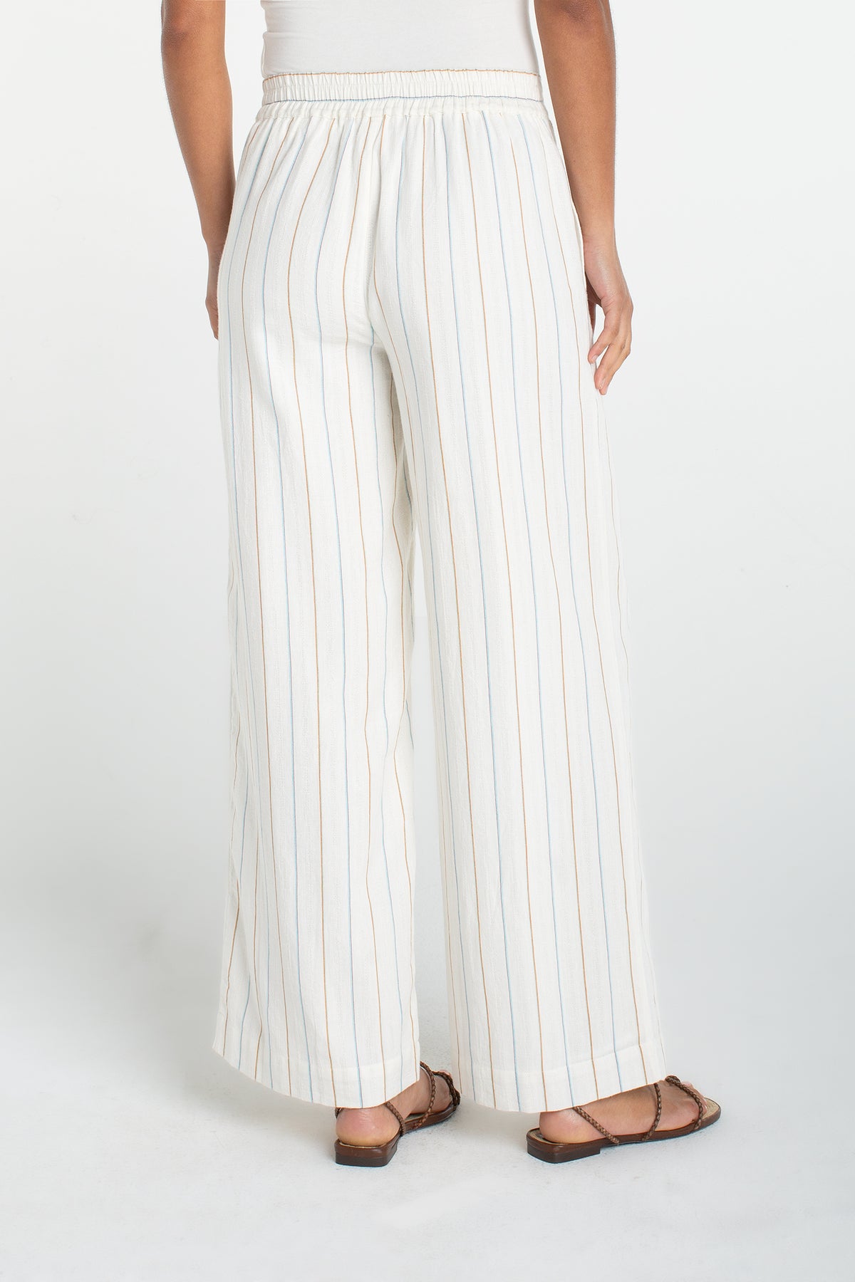 Pull-On Wide Leg Woven Pant | Cream/Blue