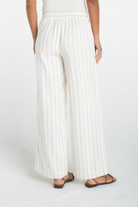 Pull-On Wide Leg Woven Pant | Cream/Blue