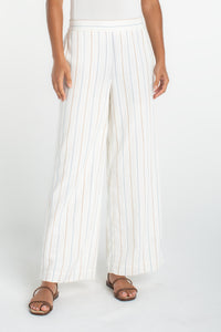 Pull-On Wide Leg Woven Pant | Cream/Blue