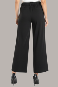 Wide Leg Pleated Trouser | Black