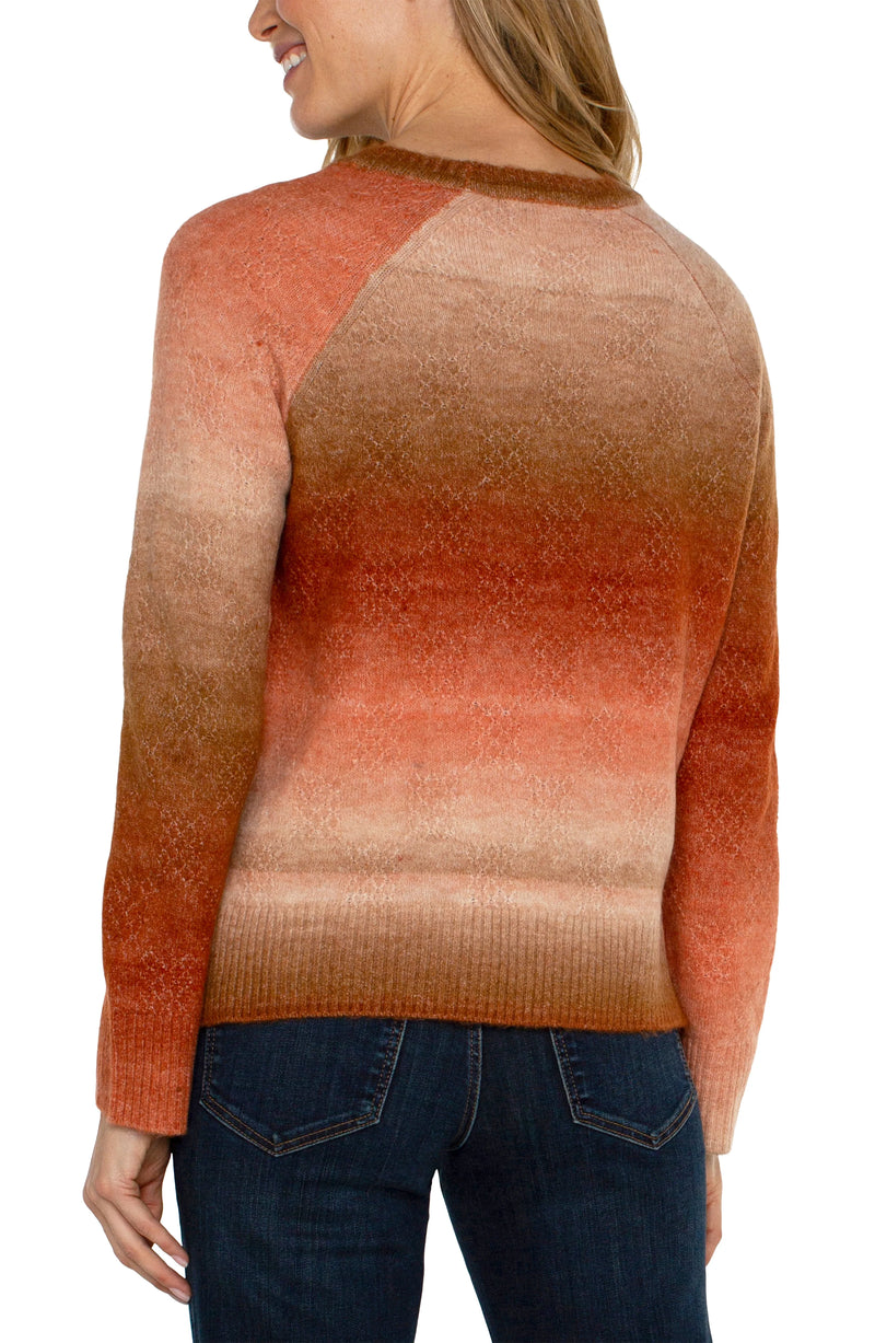 Raglan Sweater With Side Slits | Orange Ombre