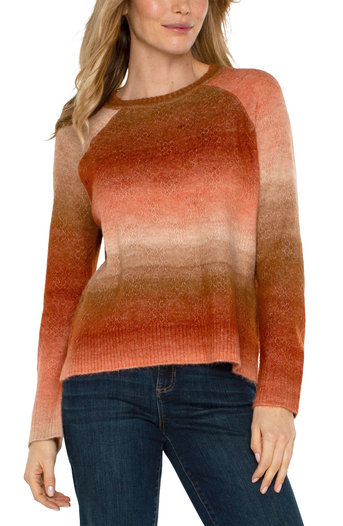 Raglan Sweater With Side Slits | Orange Ombre