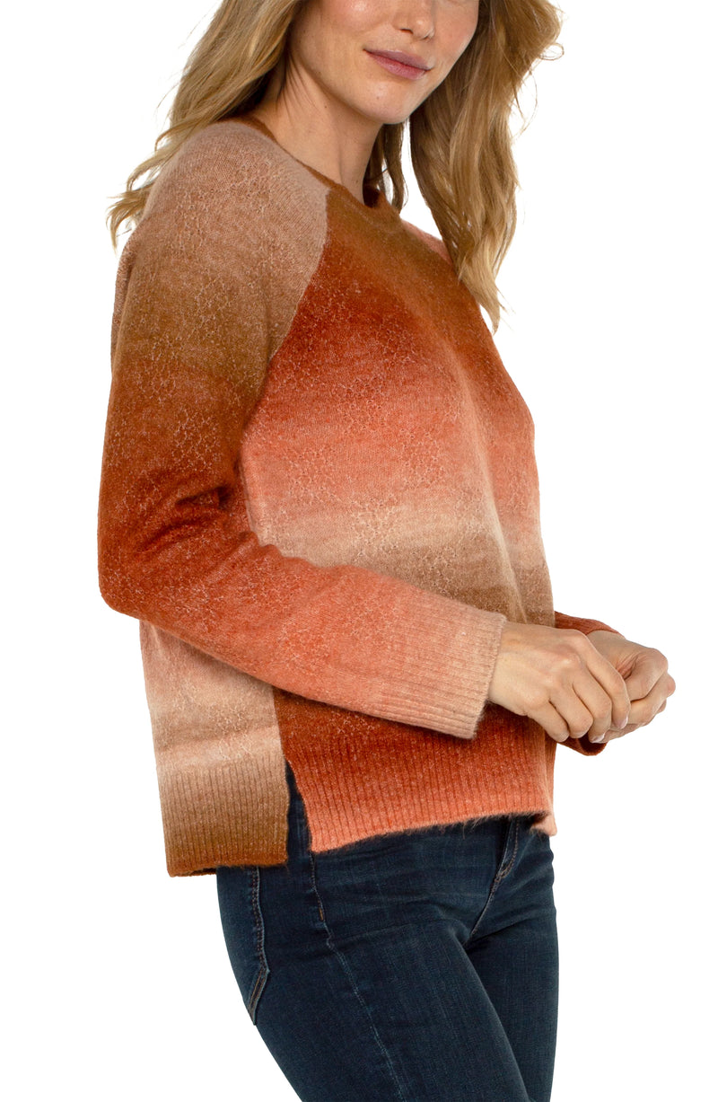 Raglan Sweater With Side Slits | Orange Ombre