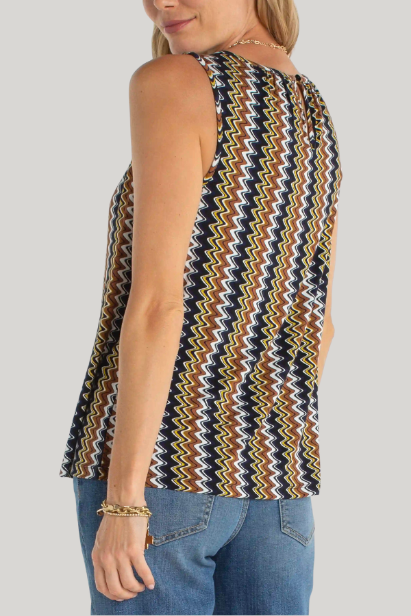 Sleeveless Knit Top with Keyhole | Black/Navy/Gold