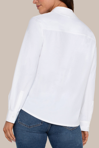 Long-Sleeve Button Front Knit Shirt | White