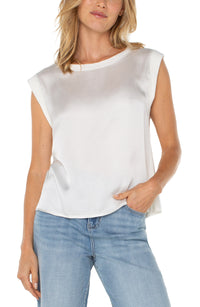 Sleeveless Woven Knit Top | Whipped Cream