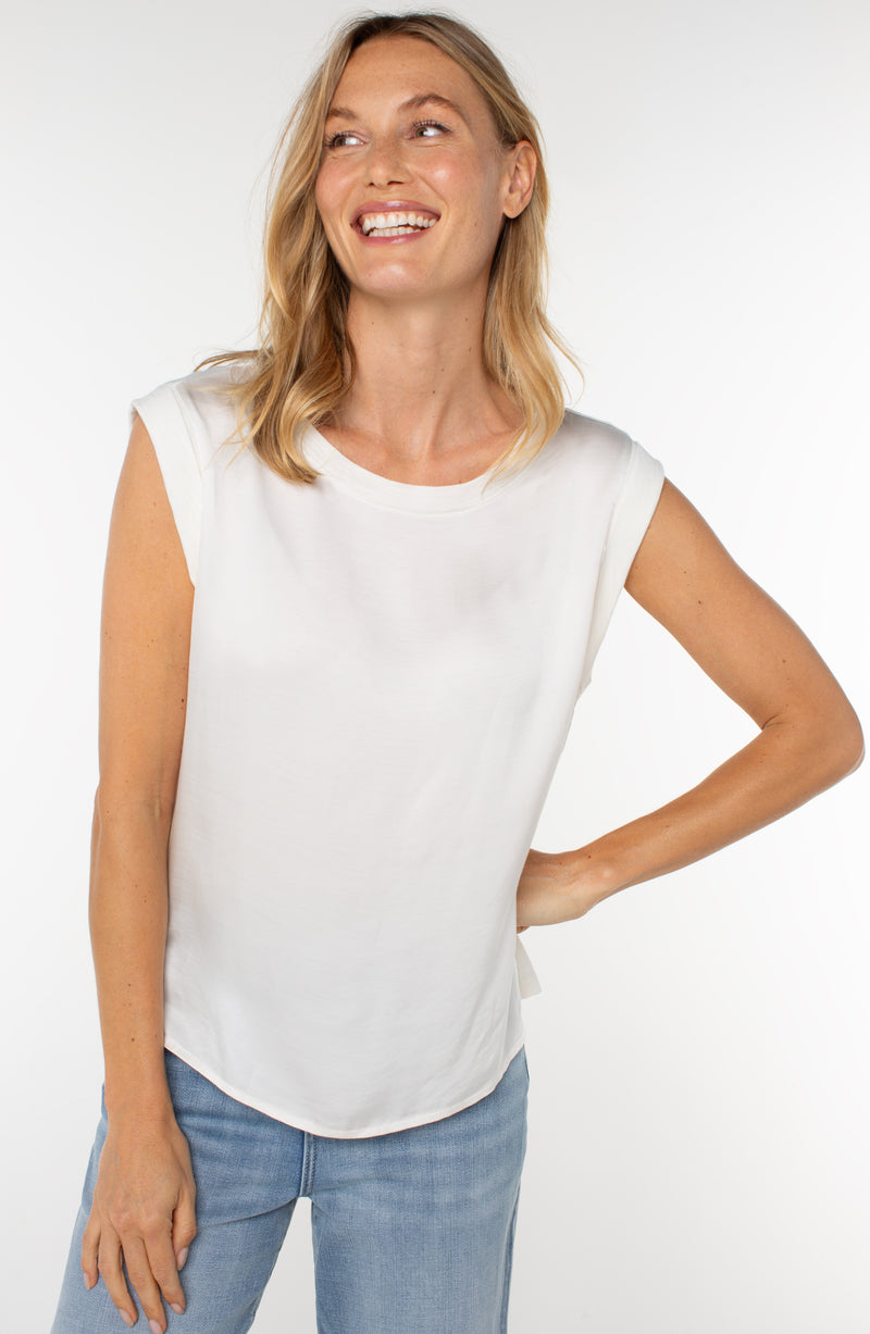 Sleeveless Woven Knit Top | Whipped Cream