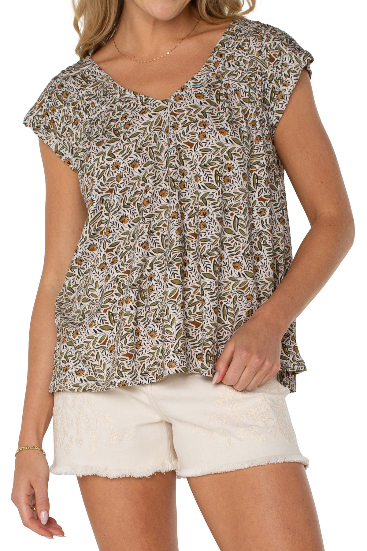 Dolman Tie-Back Knit Top | Olive Leaf/Cream