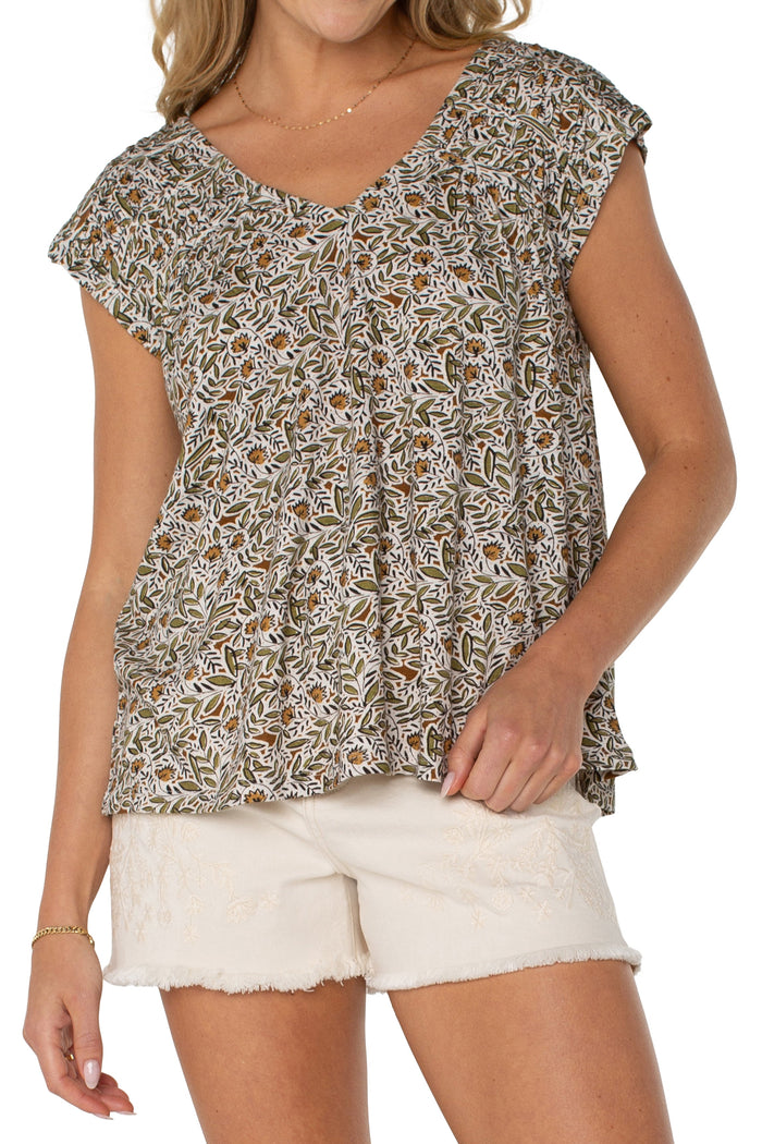 Dolman Tie-Back Knit Top | Olive Leaf/Cream