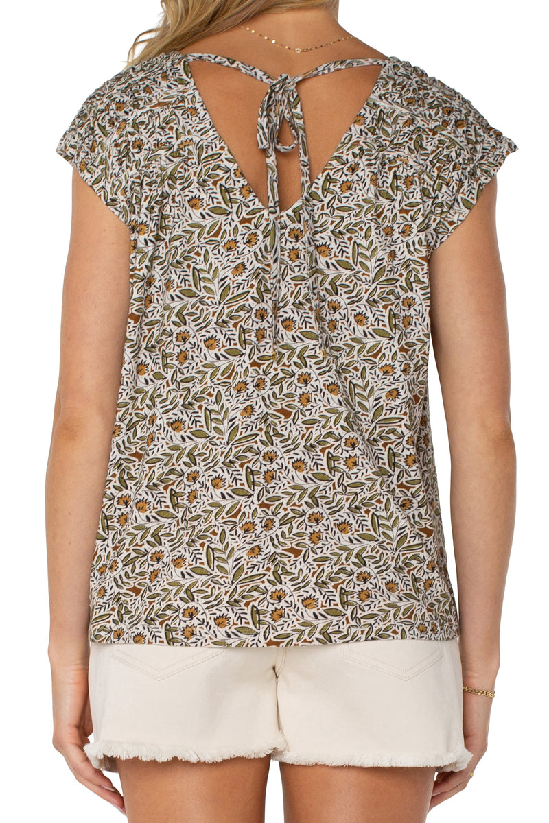Dolman Tie-Back Knit Top | Olive Leaf/Cream