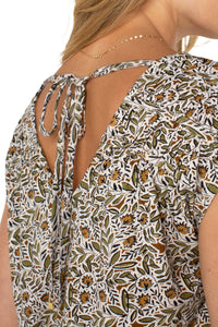Dolman Tie-Back Knit Top | Olive Leaf/Cream
