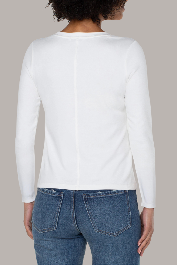 Long Sleeve Scoop Neck Top | Snow