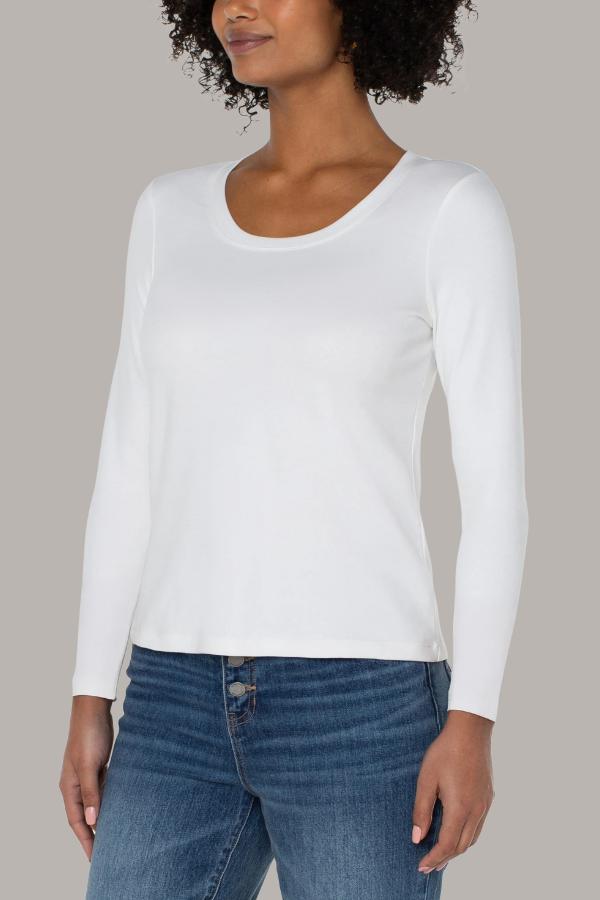 Long Sleeve Scoop Neck Top | Snow