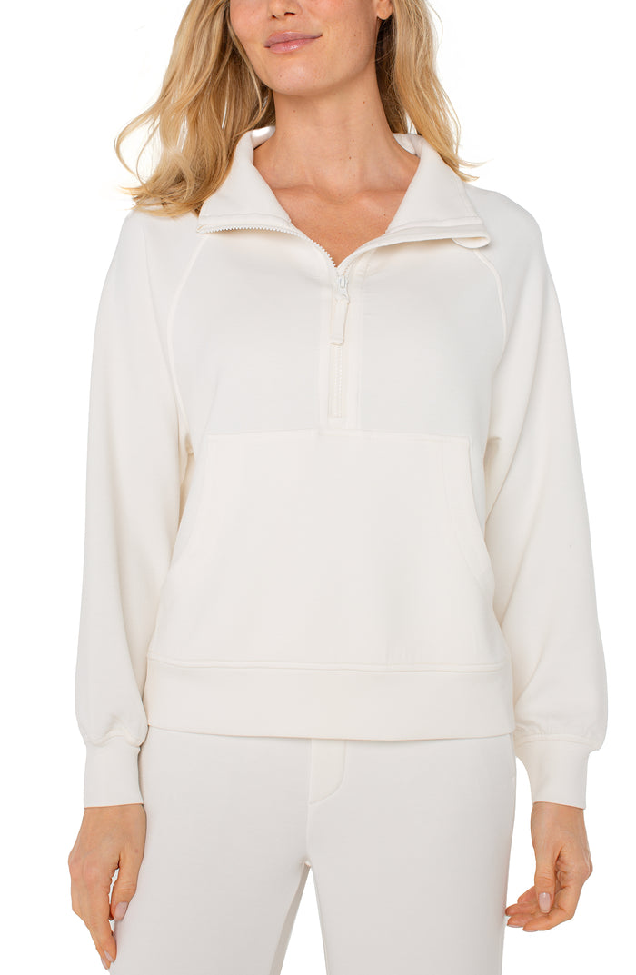 Athletic Popover Quarter Zip | White Cloud