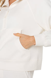 Athletic Popover Quarter Zip | White Cloud