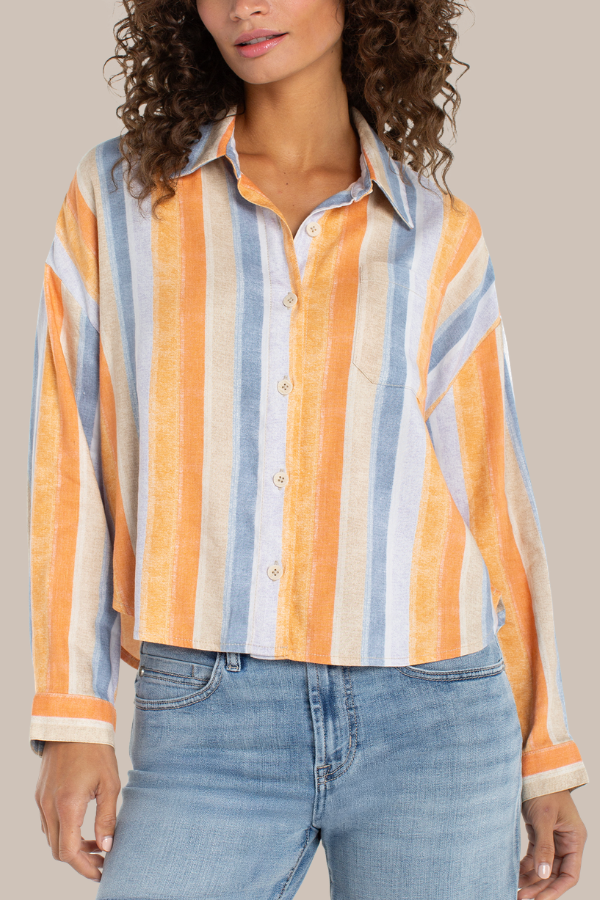 Long Sleeve Button Down Shirt | Multi Stripe Print
