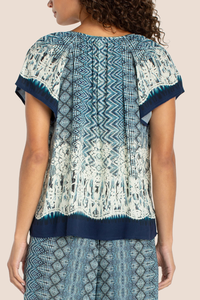 Short Sleeve Woven Top | Nomad Ikat Print