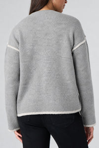 Long Sleeve Crewneck Sweater with Tulip Hem | Light Heather Grey