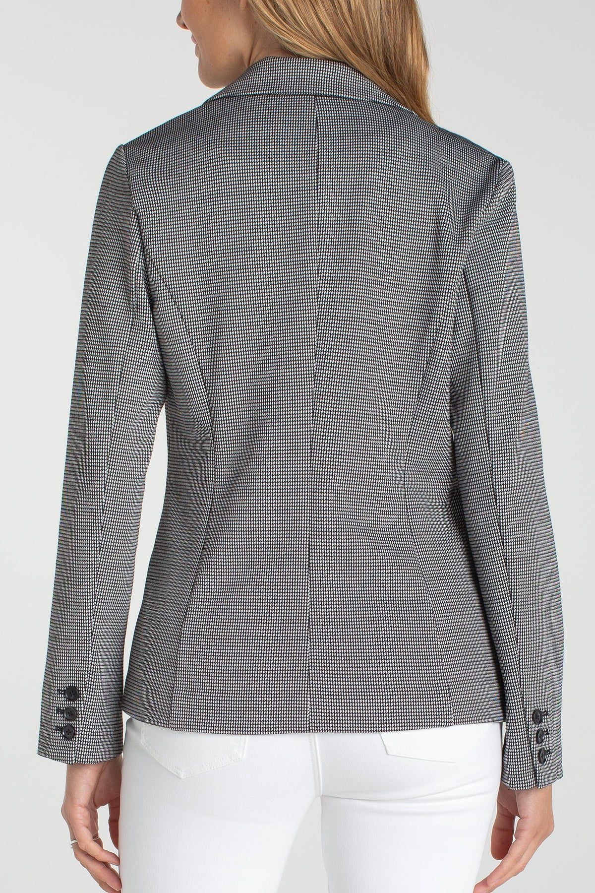 Petite Fitted Blazer | Black/White Mini Check