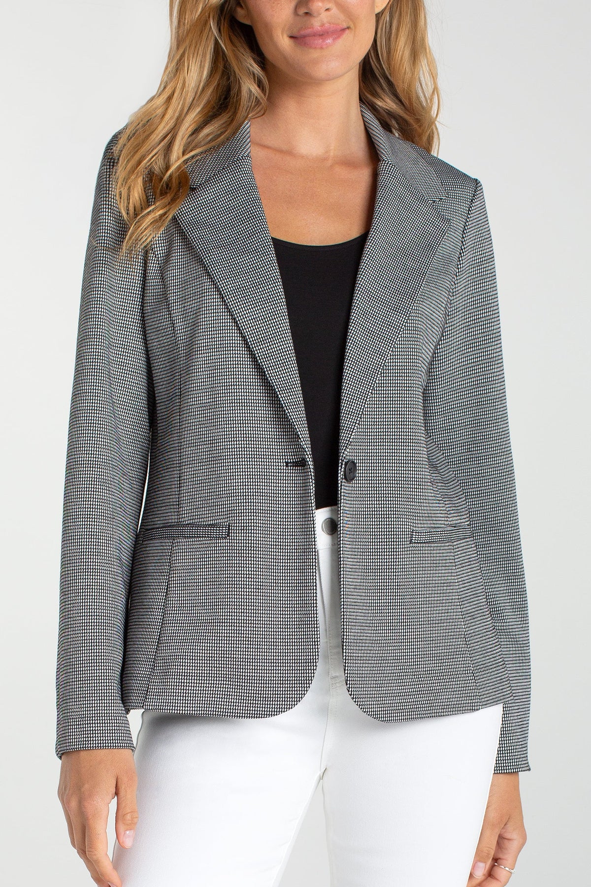 Petite Fitted Blazer | Black/White Mini Check