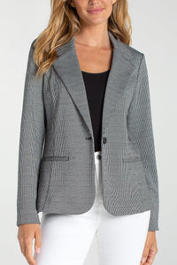 Petite Fitted Blazer | Black/White Mini Check