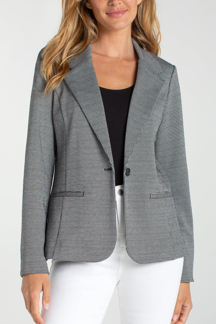 Petite Fitted Blazer | Black/White Mini Check