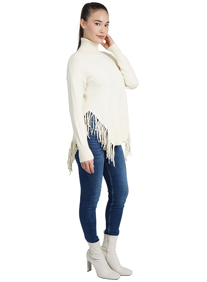 Fringe Sweater | Ivory, Green