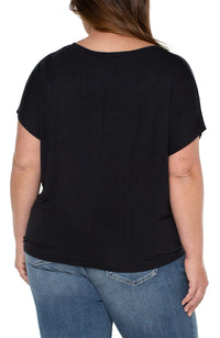 Twist Front Dolman Moda Knit Tee | Black