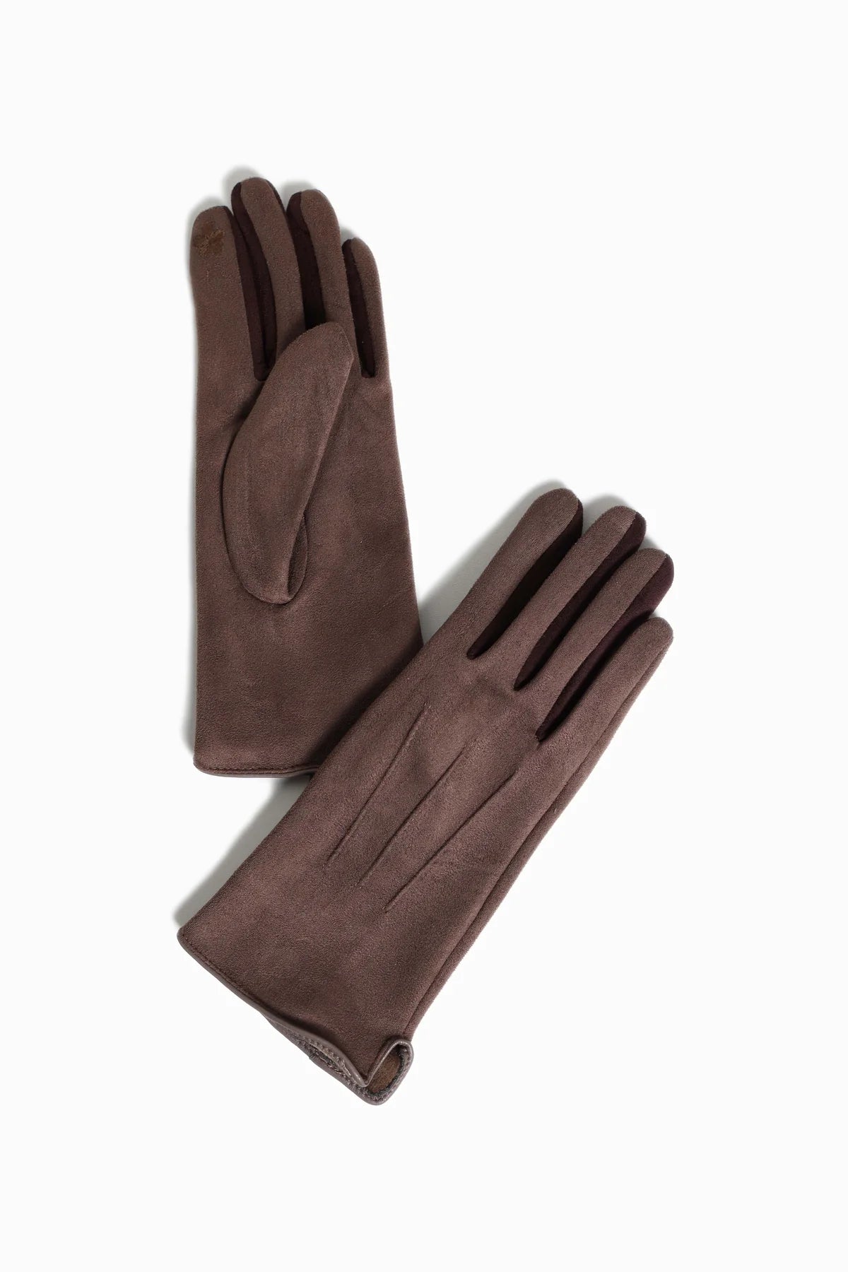 Finger-Color Detail Suede Gloves | Camel
