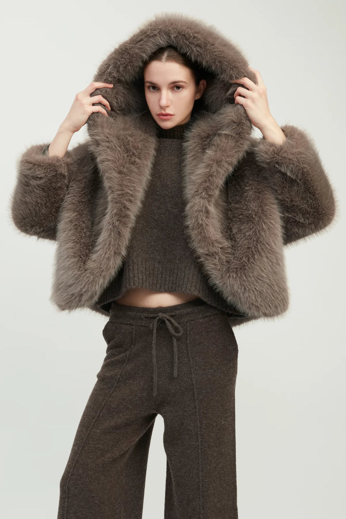 Lume Faux Fur Jacket | Taupe