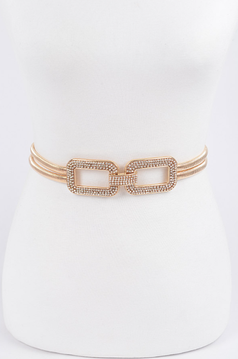 Rhinestone Metal Stretch Belt