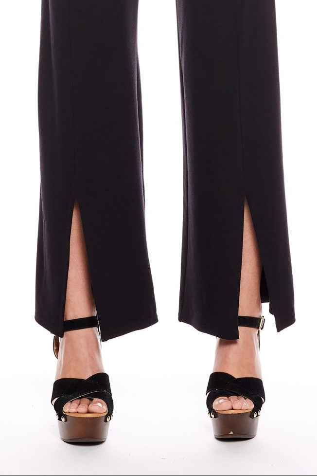 Faux Leather Slit Front Pant | Luster