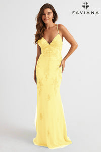Faviana S10633 Beaded on Mesh Gown