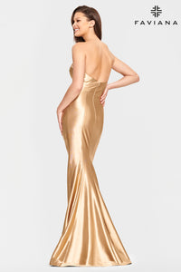 Faviana S10856 Strapless Shimmer Satin Gown