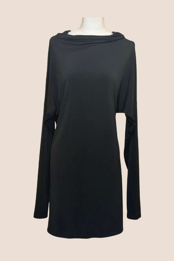 Long Sleeve Jersey Batwing 4-in-1 Dress | Chocolate, Black