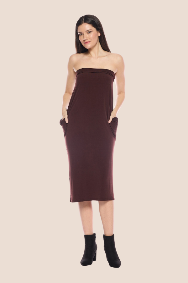 Long Sleeve Jersey Batwing 4-in-1 Dress | Chocolate, Black
