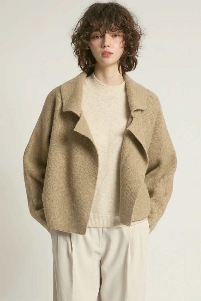 Wide Shawl Cardigan | Taupe, Charcoal