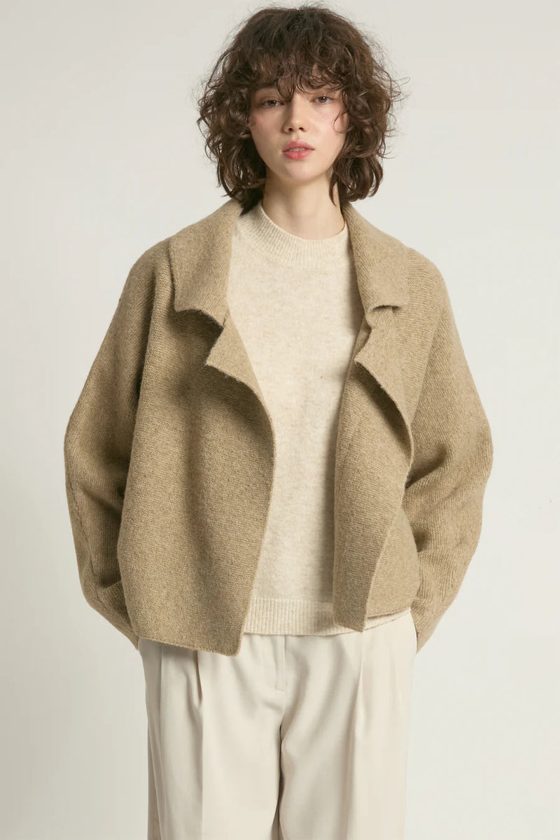 Wide Shawl Cardigan | Taupe, Charcoal