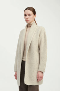 Double Faced Knit Long Coat | Light Taupe
