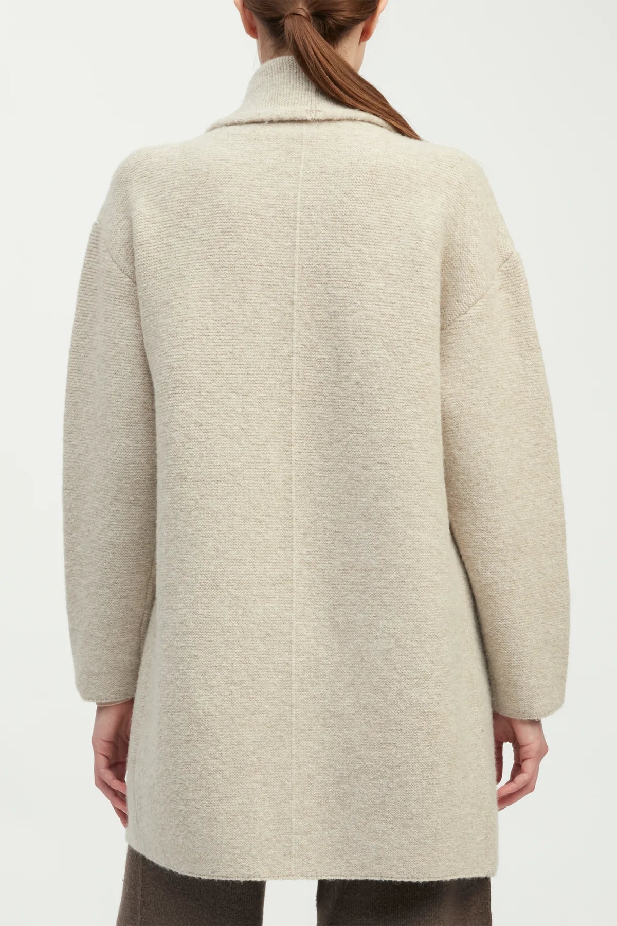 Double Faced Knit Long Coat | Light Taupe